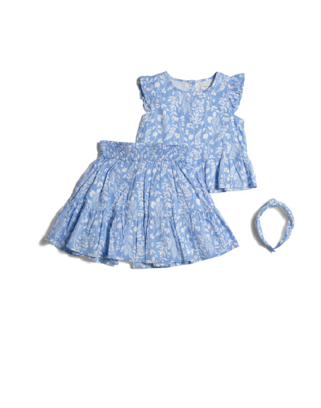 2pc Girls Matching Floral Set With Headband
