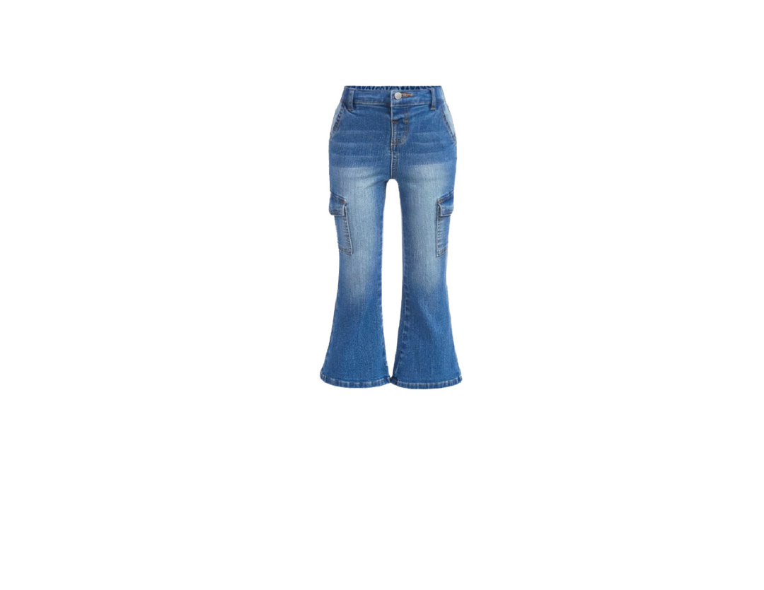Girl Flap Pocket Side Flare Leg Jeans