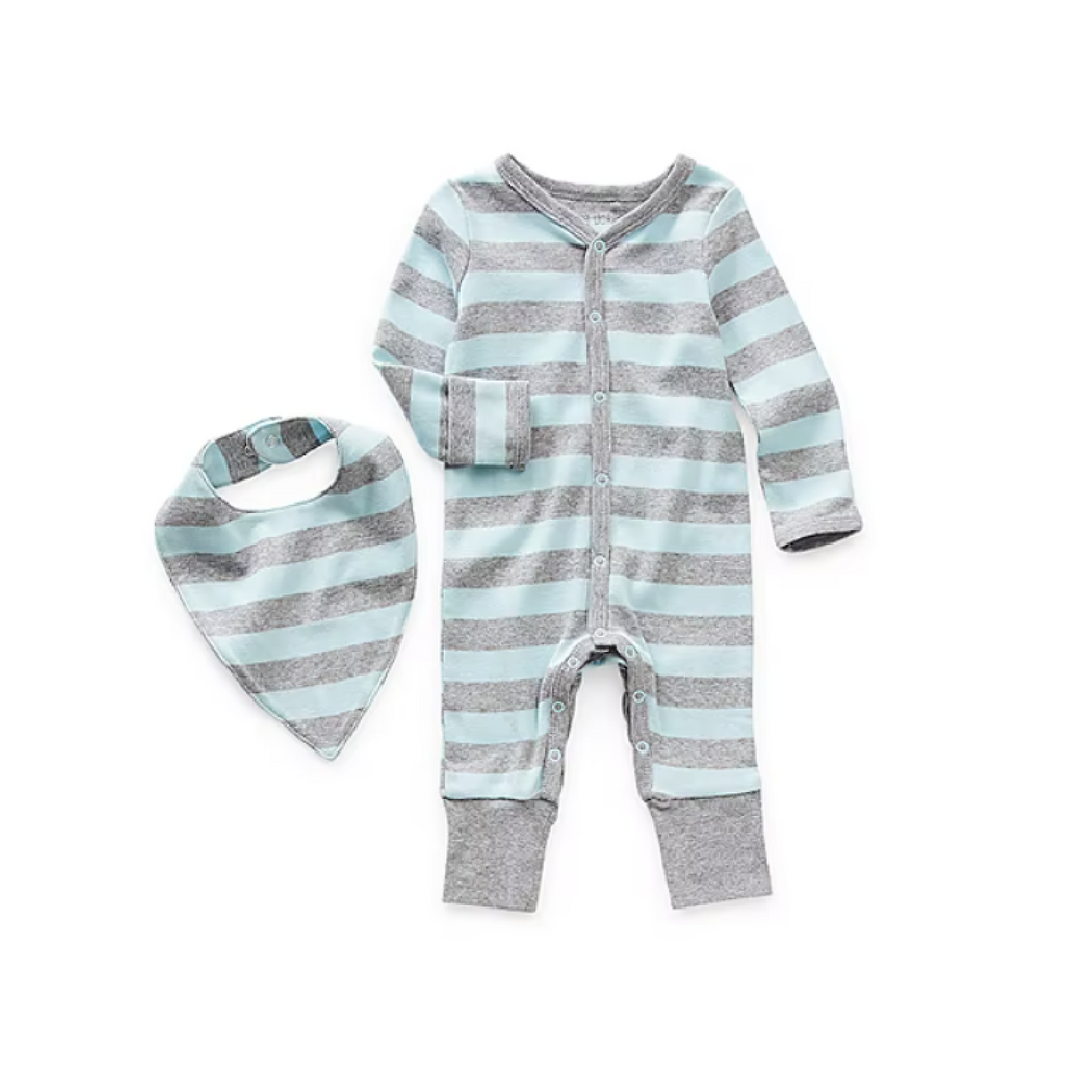 Baby Boys Long Sleeve Jumpsuit with Bib