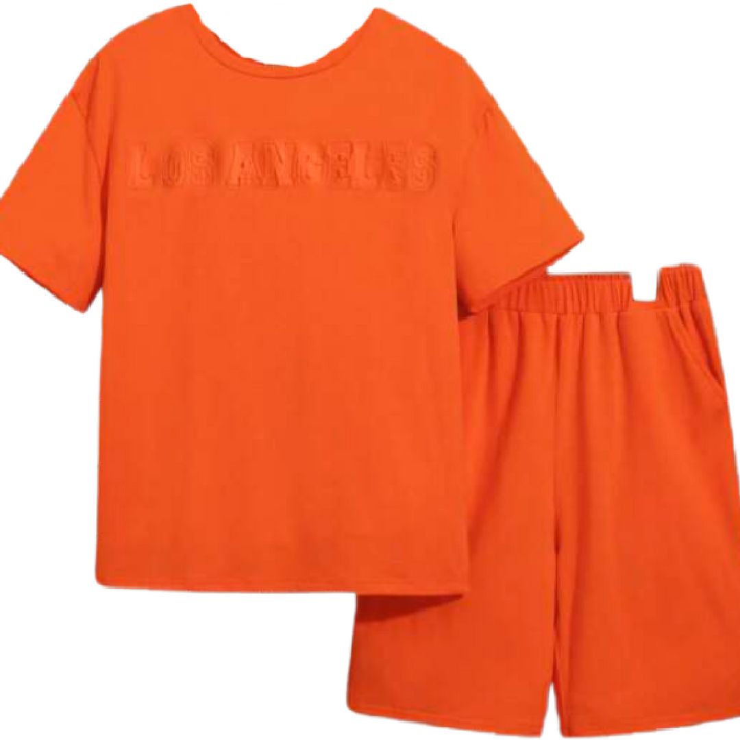 Orange Graphic Tee & Shorts