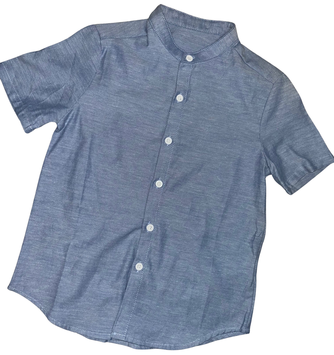 Short Sleeve Blue Button-Down Shirt