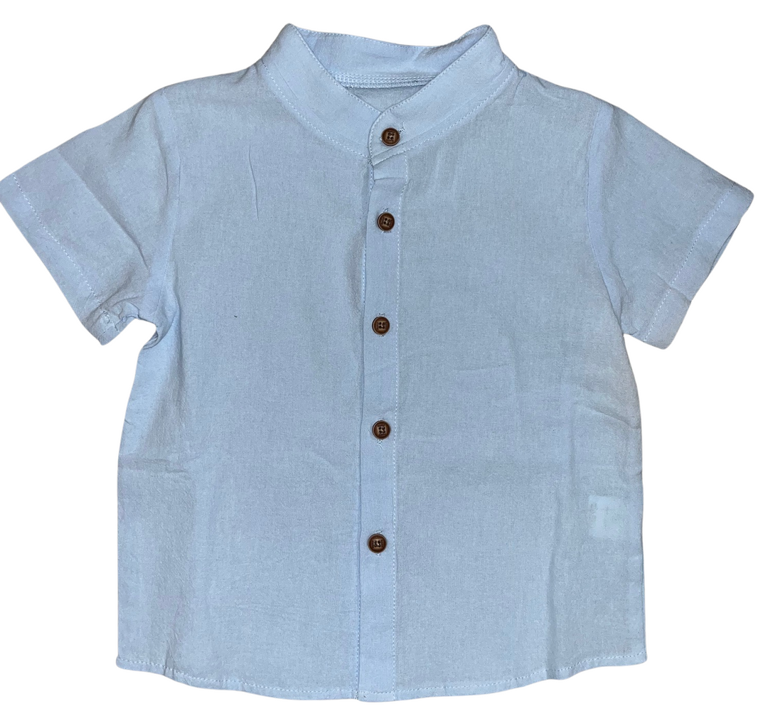 Light Blue Short-Sleeve Button-Down Shirt