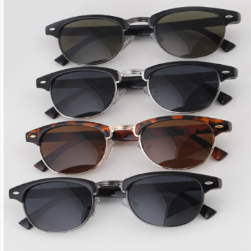Retro Half Frame Round Sunglasses