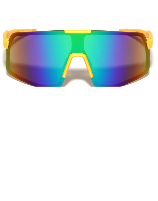 Shield Color Mirror Lens Sports Sunglasses