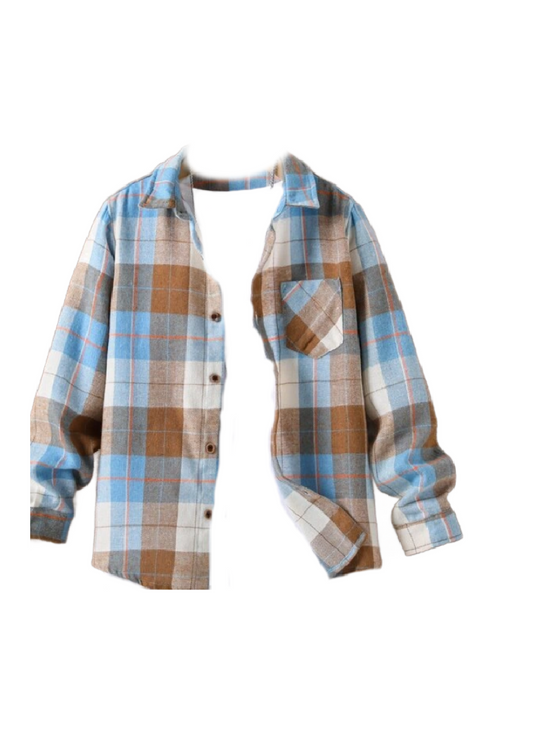 Boys Plaid Patched Pocket Shirt