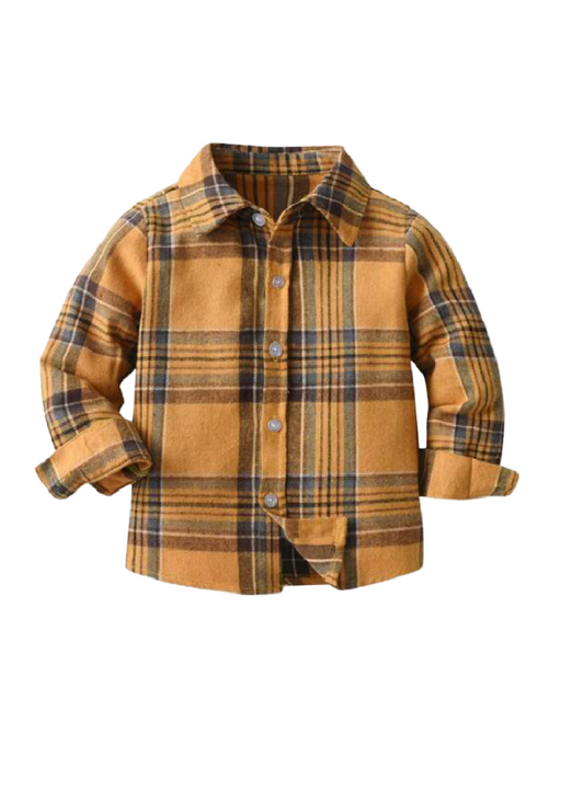 Boy Plaid Print Button Front Shirt