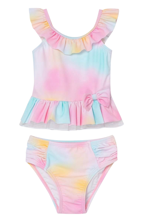 PINK AND BLUE TIE-DYE SWIMWEAR