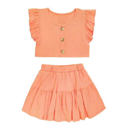 2PC. SKIRT SET W /RUFFLE SLEEVE TOP